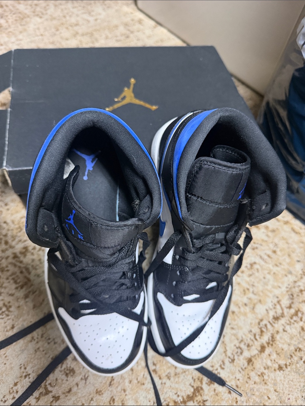 Jordan High-Top Sneakers in Black/White/Royal Blue